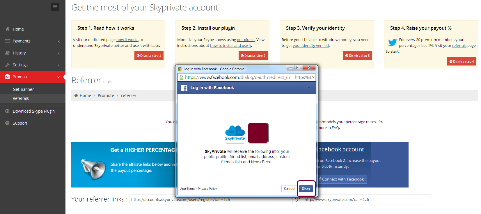 Facebook Share Another Easy Way To Increase Your Payout Percentage Skyprivate Blog Skype Cams