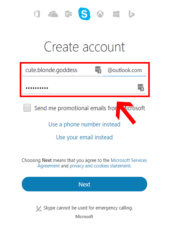 create a skype number