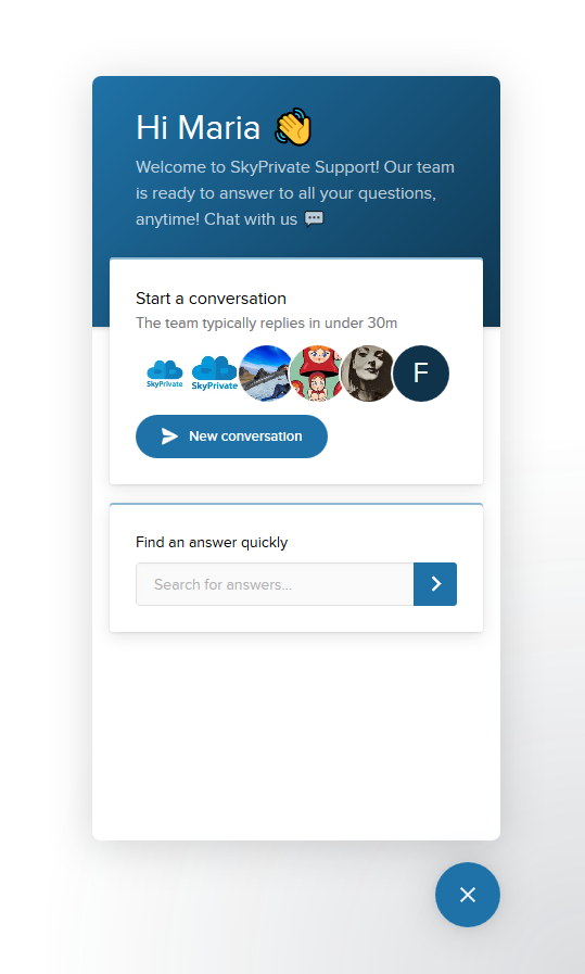 skyprivate live chat intercom